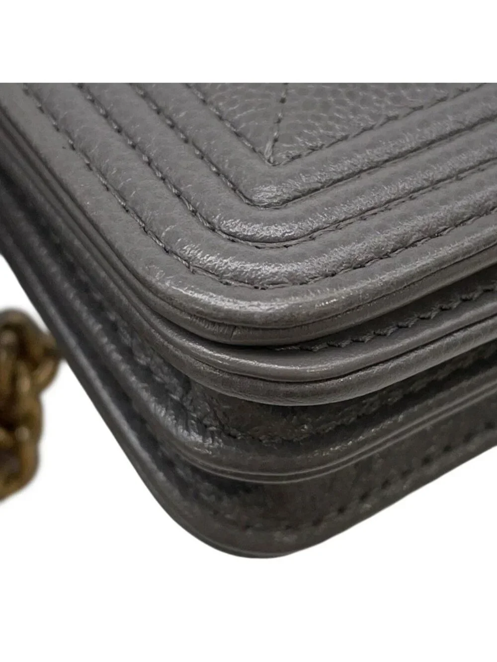 Chanel Chain Wallet Boy 15 Caviar Leather Shoulder
